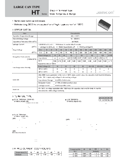 Jamicon [snap-in] HT Series  . Electronic Components Datasheets Passive components capacitors Jamicon Jamicon [snap-in] HT Series.pdf