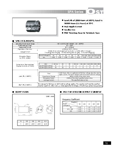 OST OST [snap-in] SPA series  . Electronic Components Datasheets Passive components capacitors OST OST [snap-in] SPA series.pdf