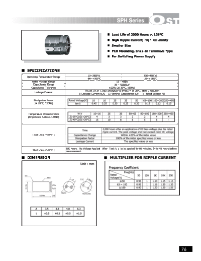 OST OST [snap-in] SPH series  . Electronic Components Datasheets Passive components capacitors OST OST [snap-in] SPH series.pdf