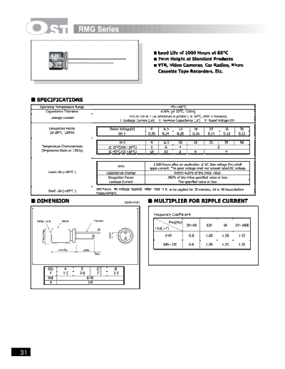 OST OST [radial] RMG series  . Electronic Components Datasheets Passive components capacitors OST OST [radial] RMG series.pdf