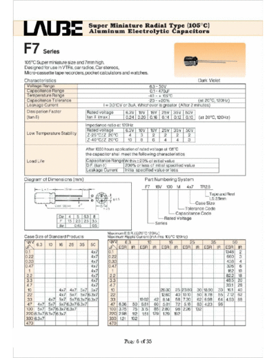 Laube [ELGEN] Laube-ELGEN [radial thru-hole] F7 SERIES  . Electronic Components Datasheets Passive components capacitors Laube [ELGEN] Laube-ELGEN [radial thru-hole] F7 SERIES.pdf