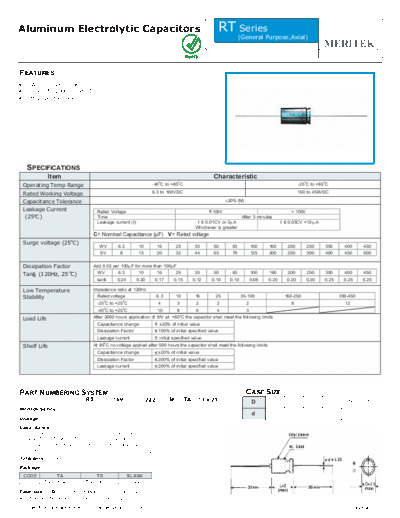 Meritek [axial] RT Series  . Electronic Components Datasheets Passive components capacitors Meritek Meritek [axial] RT Series.pdf