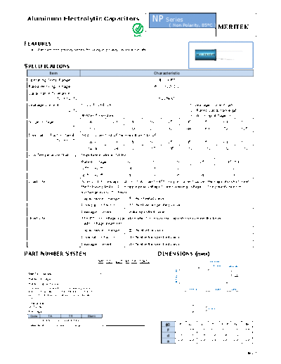 Meritek [non-polar radial] NP Series  . Electronic Components Datasheets Passive components capacitors Meritek Meritek [non-polar radial] NP Series.pdf