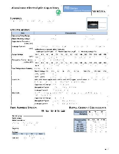 Meritek [radial thru-hole] RB Series  . Electronic Components Datasheets Passive components capacitors Meritek Meritek [radial thru-hole] RB Series.pdf
