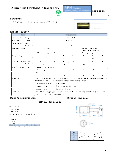 Meritek [radial thru-hole] REM Series  . Electronic Components Datasheets Passive components capacitors Meritek Meritek [radial thru-hole] REM Series.pdf