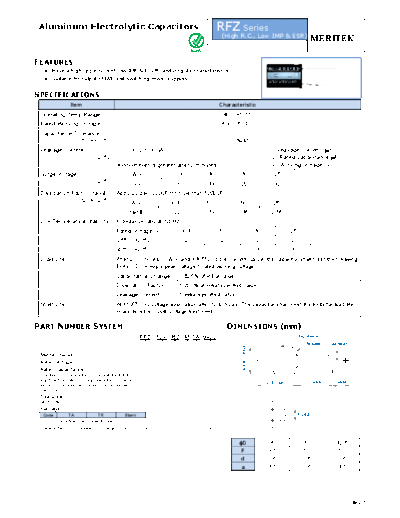 Meritek [radial thru-hole] RFZ Series  . Electronic Components Datasheets Passive components capacitors Meritek Meritek [radial thru-hole] RFZ Series.pdf