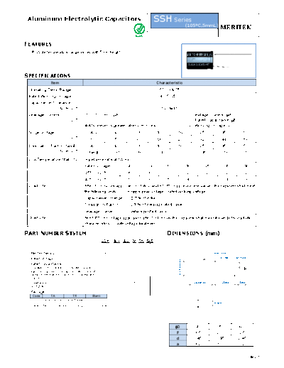 Meritek [radial thru-hole] SSH Series  . Electronic Components Datasheets Passive components capacitors Meritek Meritek [radial thru-hole] SSH Series.pdf