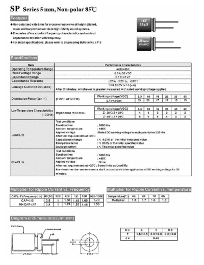 Micon [bipolar radial] SP series  . Electronic Components Datasheets Passive components capacitors Micon Micon [bipolar radial] SP series.pdf