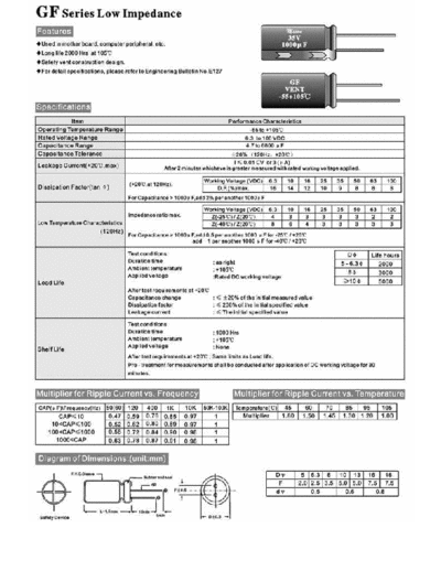 Micon [radial] GF series  . Electronic Components Datasheets Passive components capacitors Micon Micon [radial] GF series.pdf