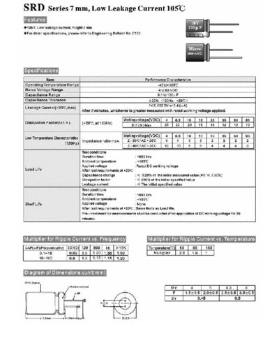 Micon [radial] SRD series  . Electronic Components Datasheets Passive components capacitors Micon Micon [radial] SRD series.pdf