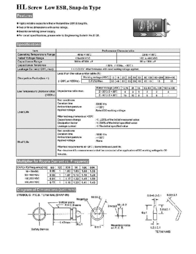 Micon [snap-in screw] HL series  . Electronic Components Datasheets Passive components capacitors Micon Micon [snap-in screw] HL series.pdf