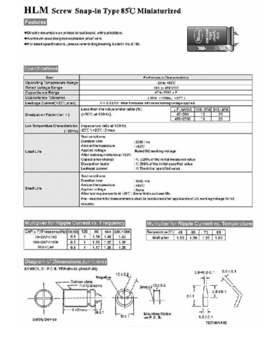 Micon [snap-in screw] HLM series  . Electronic Components Datasheets Passive components capacitors Micon Micon [snap-in screw] HLM series.pdf