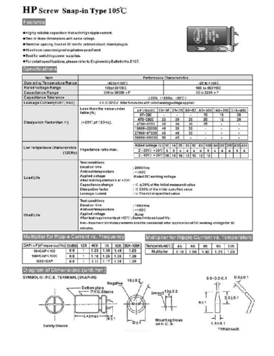 Micon [snap-in screw] HP series  . Electronic Components Datasheets Passive components capacitors Micon Micon [snap-in screw] HP series.pdf
