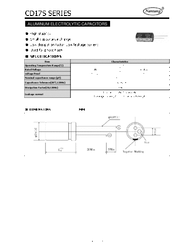 Nantung [radial thru-hole] CD17S Series  . Electronic Components Datasheets Passive components capacitors Nantung Nantung [radial thru-hole] CD17S Series.pdf