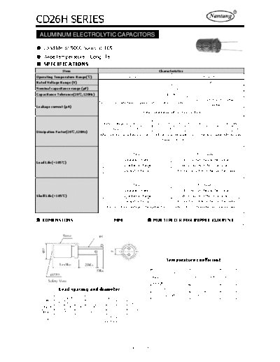 Nantung [radial thru-hole] CD26H Series  . Electronic Components Datasheets Passive components capacitors Nantung Nantung [radial thru-hole] CD26H Series.pdf