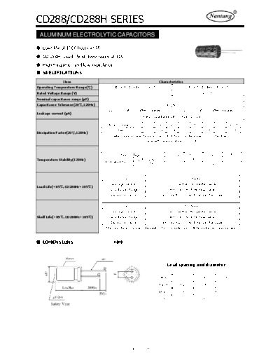 Nantung [radial thru-hole] CD288 Series  . Electronic Components Datasheets Passive components capacitors Nantung Nantung [radial thru-hole] CD288 Series.pdf