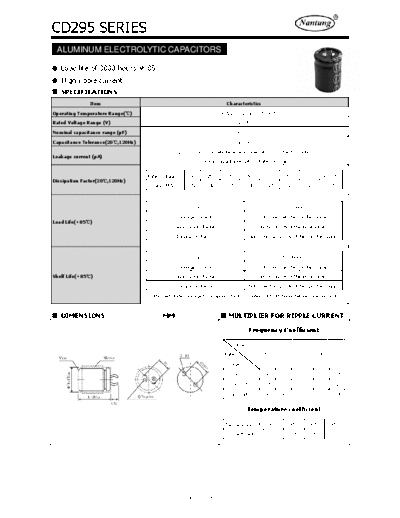 Nantung [snap-in] CD295 Series  . Electronic Components Datasheets Passive components capacitors Nantung Nantung [snap-in] CD295 Series.pdf