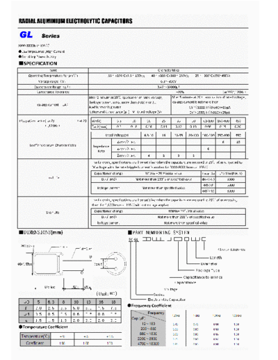 Nicon GL [radial thru-hole] Series  . Electronic Components Datasheets Passive components capacitors Nicon Nicon GL [radial thru-hole] Series.pdf