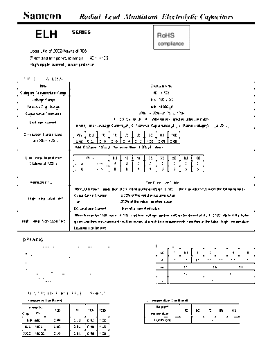 Samcon [radial thru-hole] ELH Series  . Electronic Components Datasheets Passive components capacitors Samcon Samcon [radial thru-hole] ELH Series.pdf