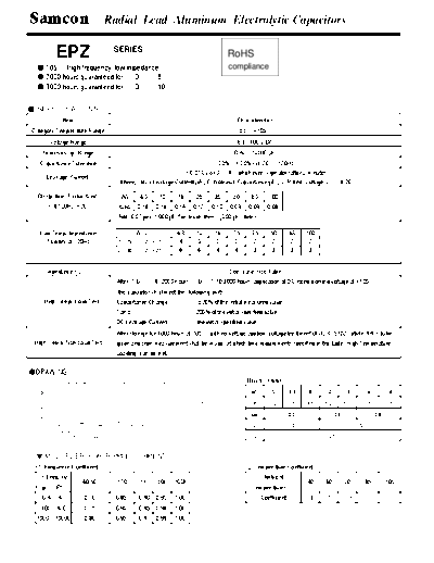 Samcon [radial thru-hole] EPZ Series  . Electronic Components Datasheets Passive components capacitors Samcon Samcon [radial thru-hole] EPZ Series.pdf