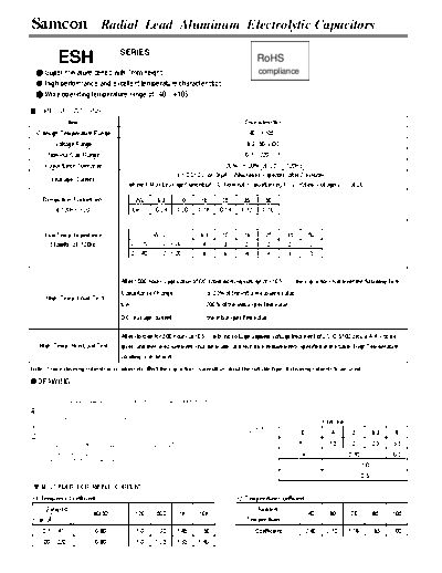 Samcon [radial thru-hole] ESH Series  . Electronic Components Datasheets Passive components capacitors Samcon Samcon [radial thru-hole] ESH Series.pdf