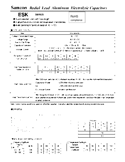 Samcon [radial thru-hole] ESK Series  . Electronic Components Datasheets Passive components capacitors Samcon Samcon [radial thru-hole] ESK Series.pdf