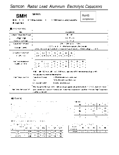 Samcon [radial thru-hole] SMH Series  . Electronic Components Datasheets Passive components capacitors Samcon Samcon [radial thru-hole] SMH Series.pdf