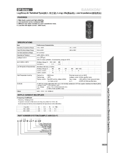 Samxon [lug & snap-in] DP Series  . Electronic Components Datasheets Passive components capacitors Samxon Samxon [lug & snap-in] DP Series.pdf
