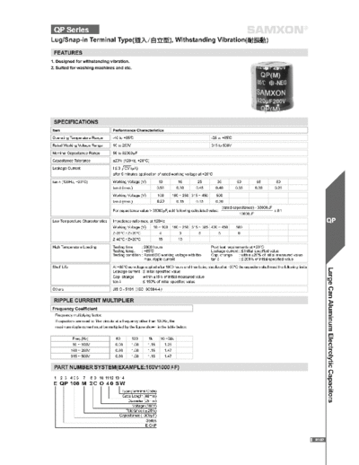 Samxon [lug & snap-in] QP Series  . Electronic Components Datasheets Passive components capacitors Samxon Samxon [lug & snap-in] QP Series.pdf