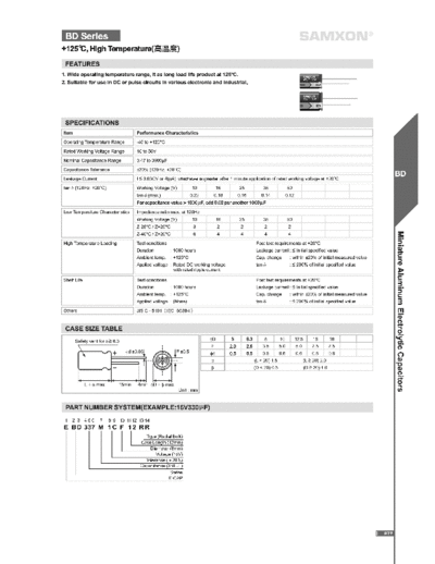 Samxon [radial thru-hole] BD Series  . Electronic Components Datasheets Passive components capacitors Samxon Samxon [radial thru-hole] BD Series.pdf