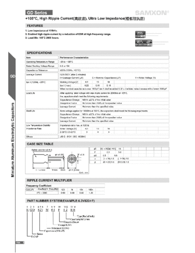 Samxon [radial thru-hole] GD Series  . Electronic Components Datasheets Passive components capacitors Samxon Samxon [radial thru-hole] GD Series.pdf