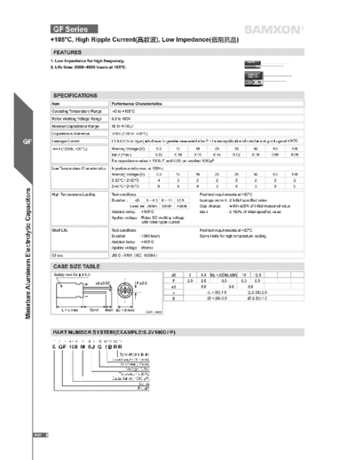 Samxon [radial thru-hole] GF Series  . Electronic Components Datasheets Passive components capacitors Samxon Samxon [radial thru-hole] GF Series.pdf