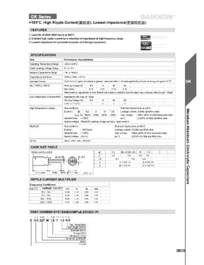 Samxon [radial thru-hole] GK Series  . Electronic Components Datasheets Passive components capacitors Samxon Samxon [radial thru-hole] GK Series.pdf