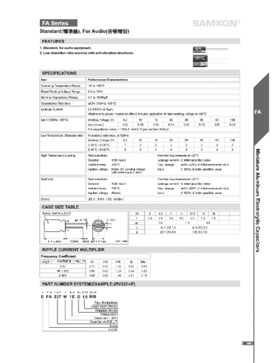 Samxon [radial thru-hole] FA Series  . Electronic Components Datasheets Passive components capacitors Samxon Samxon [radial thru-hole] FA Series.pdf