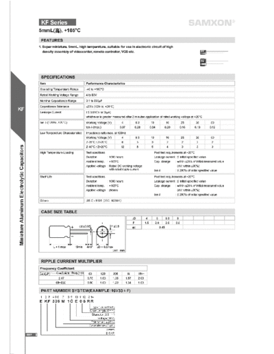 Samxon [radial thru-hole] KF Series  . Electronic Components Datasheets Passive components capacitors Samxon Samxon [radial thru-hole] KF Series.pdf