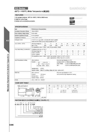 Samxon [radial thru-hole] KG Series  . Electronic Components Datasheets Passive components capacitors Samxon Samxon [radial thru-hole] KG Series.pdf