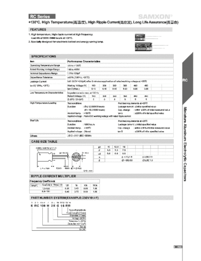 Samxon [radial thru-hole] RC Series  . Electronic Components Datasheets Passive components capacitors Samxon Samxon [radial thru-hole] RC Series.pdf