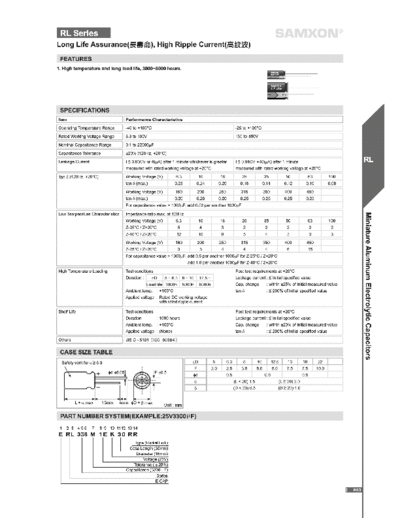 Samxon [radial thru-hole] RL Series  . Electronic Components Datasheets Passive components capacitors Samxon Samxon [radial thru-hole] RL Series.pdf