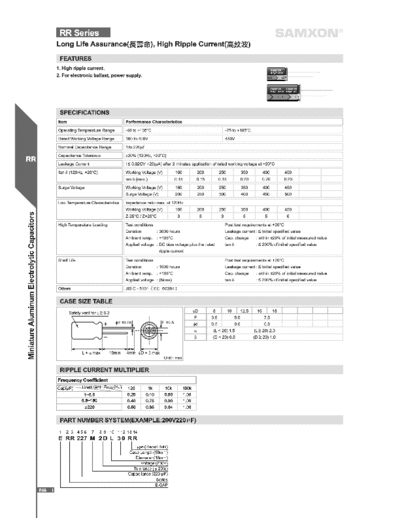 Samxon [radial thru-hole] RR Series  . Electronic Components Datasheets Passive components capacitors Samxon Samxon [radial thru-hole] RR Series.pdf