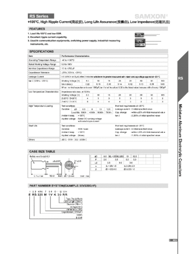 Samxon [radial thru-hole] RS Series  . Electronic Components Datasheets Passive components capacitors Samxon Samxon [radial thru-hole] RS Series.pdf