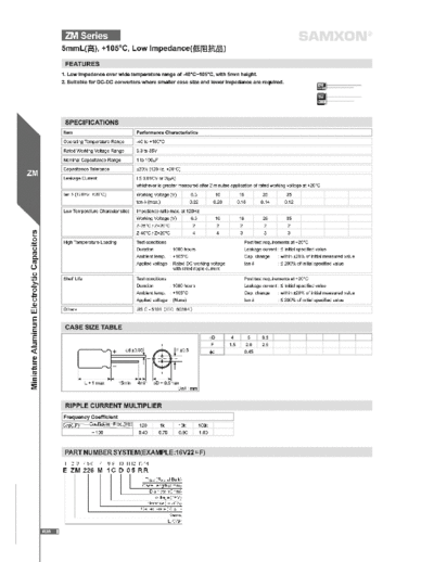 Samxon [radial thru-hole] ZM Series  . Electronic Components Datasheets Passive components capacitors Samxon Samxon [radial thru-hole] ZM Series.pdf