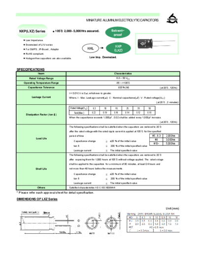 Samyoung [radial thru-hole] NXP (LXZ) Series  . Electronic Components Datasheets Passive components capacitors Samyoung Samyoung [radial thru-hole] NXP (LXZ) Series.pdf