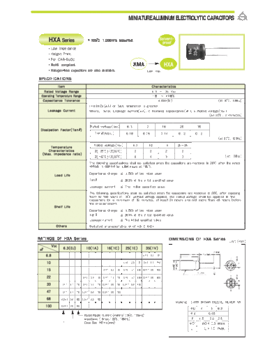 Samyoung [radial thru-hole] HXA Series  . Electronic Components Datasheets Passive components capacitors Samyoung Samyoung [radial thru-hole] HXA Series.pdf