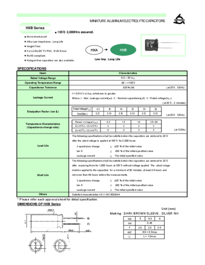 Samyoung [radial thru-hole] HXB Series  . Electronic Components Datasheets Passive components capacitors Samyoung Samyoung [radial thru-hole] HXB Series.pdf