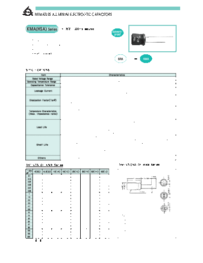 Samyoung [radial thru-hole] KMA (HSA) Series  . Electronic Components Datasheets Passive components capacitors Samyoung Samyoung [radial thru-hole] KMA (HSA) Series.pdf