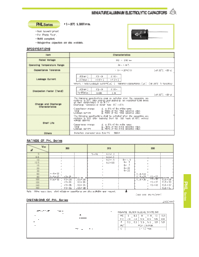 Samyoung [radial thru-hole] PHL Series  . Electronic Components Datasheets Passive components capacitors Samyoung Samyoung [radial thru-hole] PHL Series.pdf