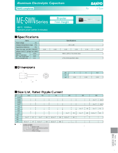Sanyo [bi-polar radial] SWN Series  . Electronic Components Datasheets Passive components capacitors Sanyo Sanyo [bi-polar radial] SWN Series.pdf