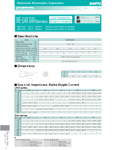 Sanyo [radial thru-hole] UAX-SAX Series  . Electronic Components Datasheets Passive components capacitors Sanyo Sanyo [radial thru-hole] UAX-SAX Series.pdf