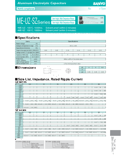 Sanyo [radial thru-hole] UZ-SZ Series  . Electronic Components Datasheets Passive components capacitors Sanyo Sanyo [radial thru-hole] UZ-SZ Series.pdf