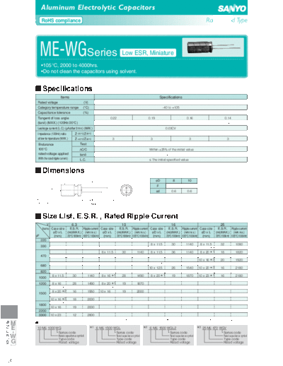 Sanyo [radial thru-hole] WG Series  . Electronic Components Datasheets Passive components capacitors Sanyo Sanyo [radial thru-hole] WG Series.pdf
